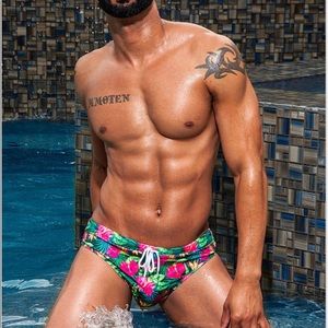 Blue Collar Male Tropical Floral Print Brief XL
